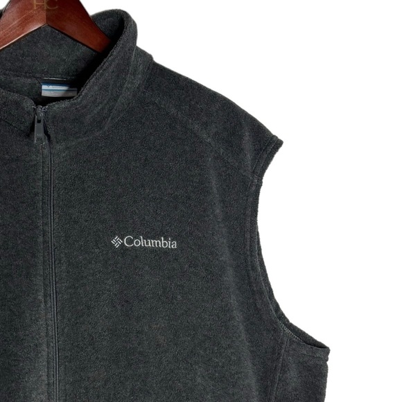 Columbia Fleece Full Zip Sleeveless Vest Mock Neck Zippered Pockets Black XL - Picture 7 of 16
